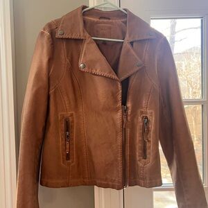 Max Studio Women's Faux Tan Leather Moto Jacket